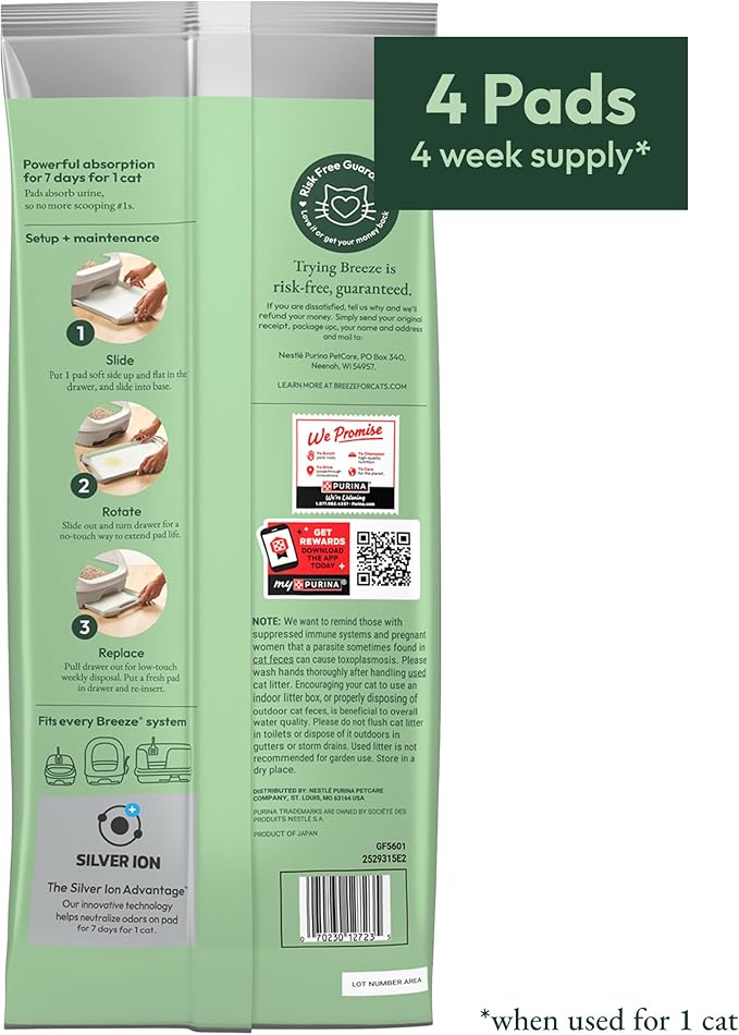 Purina Tidy Cats Cat Litter Breeze Pads Spring Clean Fragranced Cat Litter Pads Refill Pack - (Pack of 10) 4 ct. Pouches