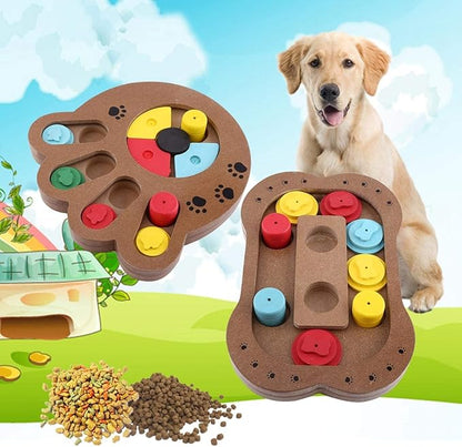 Dog Puzzle Toy, Wooden Dog Food Treat Toys Dog Puzzle Feeder Interactive Dog Training Toys for Dog Iq Training Slow Feeding and Mentally Stimulating(Paw Print Type)