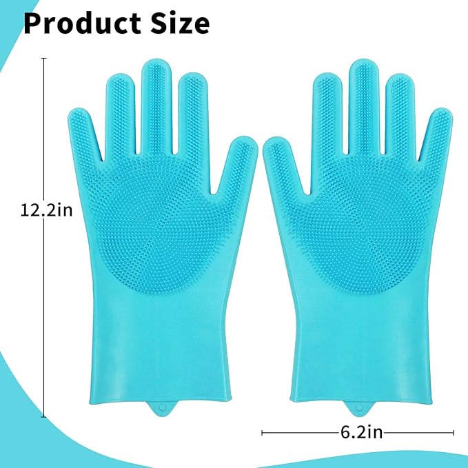 Pet Grooming Gloves - Cat and Dog Glove Brush, High Efficiency Pet Hair Removal Massage Gloves, Silicone Bath Cleaning Gloves (1 Pair)