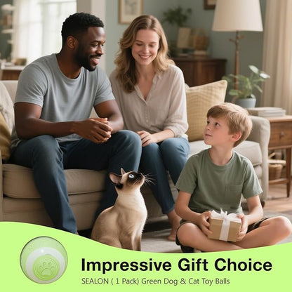 SEALON Electric Interactive Cat Toy Ball,Indoor Cat Play Ball, Suitable for Cats Over 6 Months for Exercise, Weight Loss, and Fun（Green）