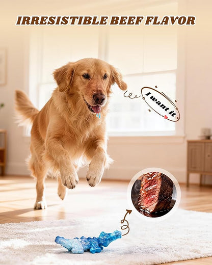 Tough Dog Toys for Aggressive Chewers 2 Pack, Indestructible Dog Toy for Large Dogs, Durable Dog Toys to Keep Them Busy for Large Breed, Teeth Cleaning and Training, Beef Flavor