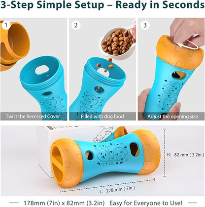 Interactive Dog Puzzle Toys, Treat Dispensing Dog Toy to Keep Them Busy, Boredom Relief, Stepless Adjustable Slow Feeder for Puppy Mental Enrichment, Ideal Gift for Small Medium Large Dogs, Blue