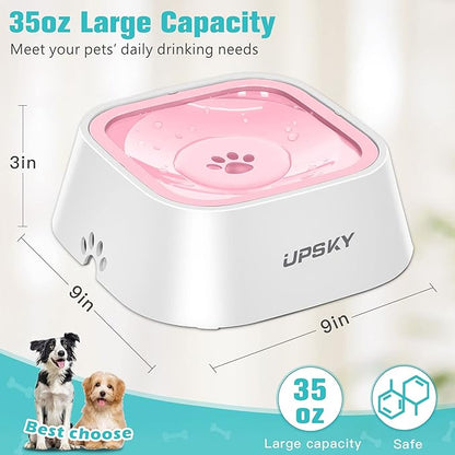 UPSKY No-Slip Slow Drinking Bowl - 35oz No Spill Pet Dispenser for Dogs and Cats