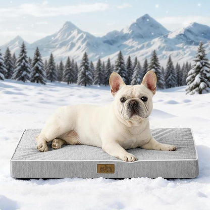Cooling Dog Bed for Crate, Waterproof Dog Crate Mat with Removable Washable Cover, Orthopedic Egg Crate Foam Support, Dog Crate Bed 29x18x3 Inch,Silver Grey