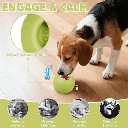 Long-Lasting Dog Lick Toy, Wobbly Dog Enrichment Lick Bowl to Keep Dogs Busy, Interactive Stuffable Dog Treat Feeder for Boredom, Silicone Treat Dispensing Chew Toy(Green,L)