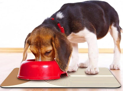 Dog Food Mats,Cat Absorbent Water Bowl Feeding Mats Pet Placemats for Food and Water Beige Bohemia 17 * 30 inch