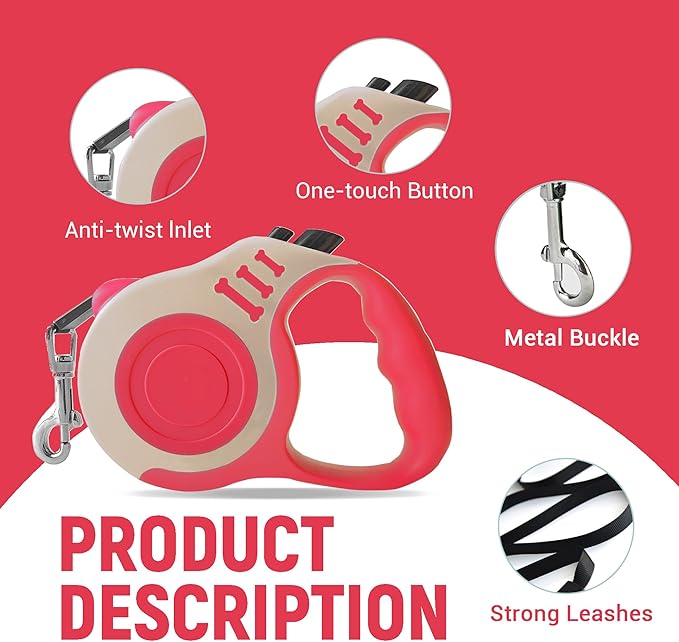 Retractable Dog Leash Automatic Telescopic Tractor Dog Tape, Pet Tape 10/16 FT Durable and Convenient, with Non-Slip Handle, Suitable for Small and Medium-Sized Dogs
