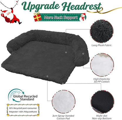 GGIB Calming Dog Bed Christmas Throw Blanket Fluffy Plush Dog Mat Furniture Protector Decoration Holiday Throw for Sofa Couch Cover Large Medium Small Dogs Cats (Extra Large, Dark Grey)