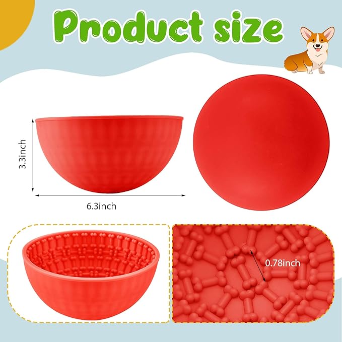 Patelai 4 Pcs Dog Enrichment Lick Bowls, Interactive Dog Slow Licking Feeder Bowl, Boredom Anxiety Eliminate, Mat Wobble Silicone Freeze Feeder for Pet Oral Health for Calming Toy, 4 Colors
