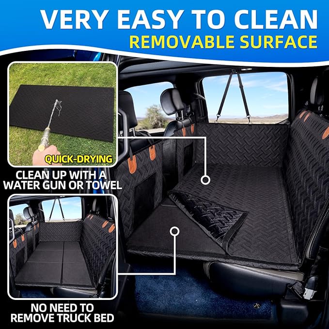 MAXFUT Truck Dog Seat Cover Back Seat,Back Seat Extender for Truck,Dog Hammock,Hard Bottom Car Seat Cover,Pet Seat Cover for F150/RAM1500/Silverado