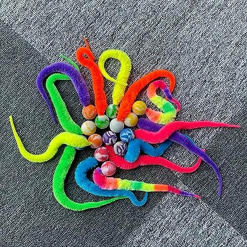 AcceLeah 14 Pcs Fluffy Rainbow Elastic Balls, Interactive Cat Toys - Image 4