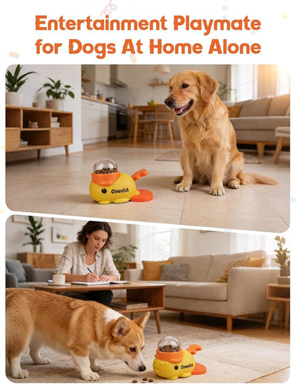 Dog Treat Dispenser Puzzle Toy, Interactive Slow Feeder Bowl for Cats and Dogs, Mental Stimulation Enrichment Toy, Indoor Pet Feeder with Silicone Mat to Keep Pets Busy,Multiple Colors (Yellow)