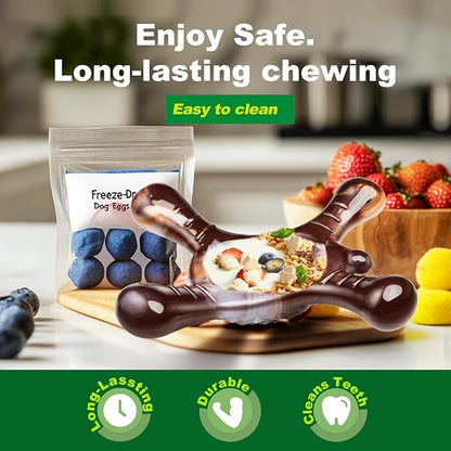 Indestructible Dog Chew Toy for Aggressive Chewers – Tough Nylon Super Chewer Toy, Bacon Flavor, Long-Lasting & Heavy-Duty, Teeth Cleaning & Boredom Relief for Large Breed Dogs