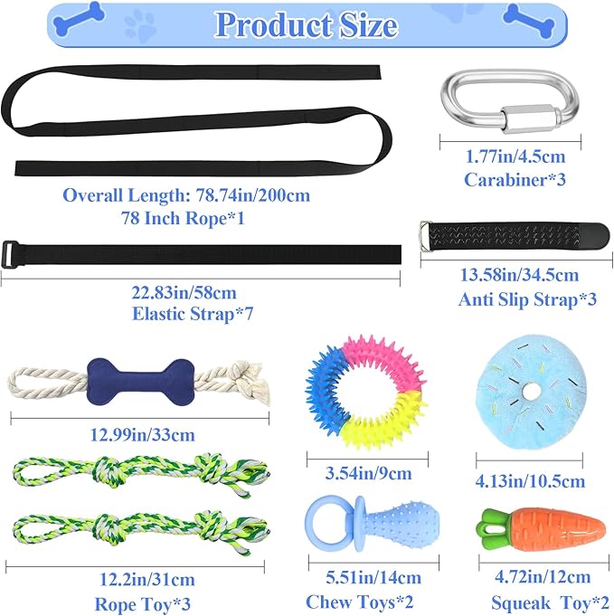 Puppy Hanging Tug Toy with 7 Replaceable Toys Interactive Rope Toy for Small Dogs & Puppies Teething Chew, Enrichment Play, Indoor & Outdoor Dog Pull Toy to Keep Them Busy