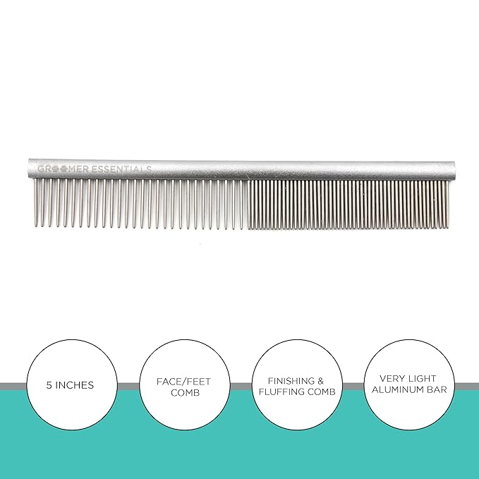 5" Face and Feet Comb - Finishing and Fluffing Comb - Perfect for Detail Work on Delicate Faces and Feet - Features Anti-Scratch Teeth