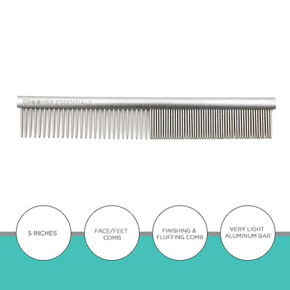 5" Face and Feet Comb - Finishing and Fluffing Comb - Perfect for Detail Work on Delicate Faces and Feet - Features Anti-Scratch Teeth