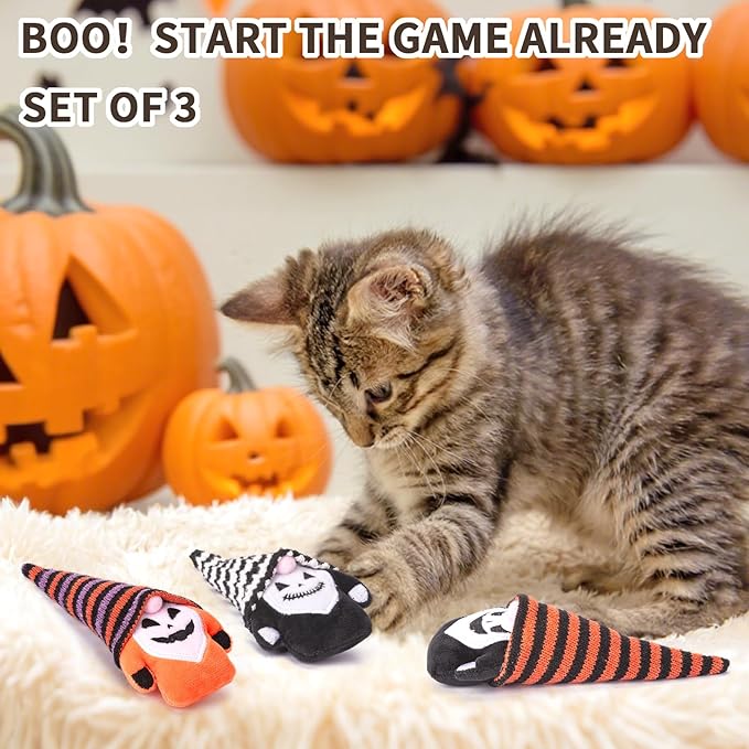 Retro Shaw Cat Toys Gnomes, 3 Pack, Catnip Toys for Indoor Cats Kitty Kicker Chew, Safe Teeth Cleaning Interactive Kitten Toy for All Pet Breeds, 6.7 Inches