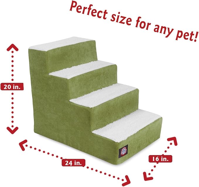 4 Step Portable Pet Stairs By Majestic Pet Products Villa Apple Steps for Cats and Dogs Green