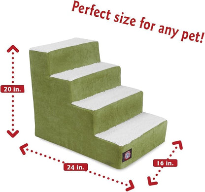 4 Step Portable Pet Stairs By Majestic Pet Products Villa Apple Steps for Cats and Dogs Green