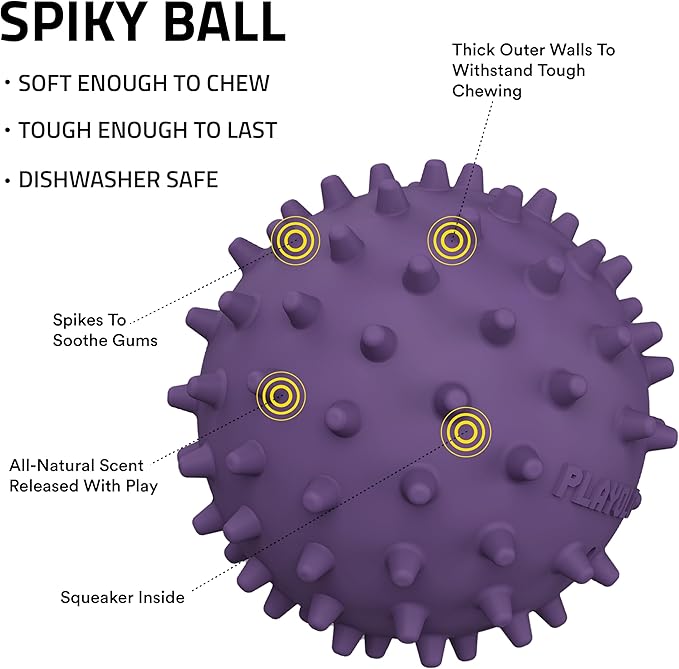 Playology Dog Toys | Spiky Chew Ball for Medium Dogs | Bacon Scented Toy for Tough Chewers - Easy to Clean and Made from Non Toxic Materials