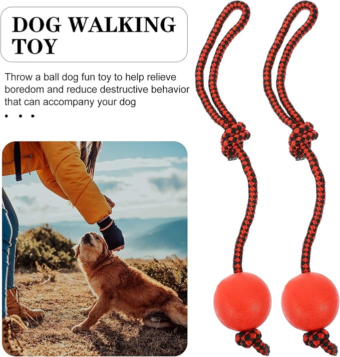 3pcs Dog Training Ball on Rope Dog Rope Toys Ball Exercise Rubber on for Pet Training Playing Chewing Reward Fetch Play