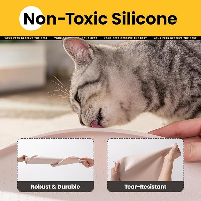 Dog Food Mat,Raised Edges Pet Food Mats for Spill Containment,BPA-Free Silicone Cat Dog Feeding Mat for Floor Waterproof,Rubber Pet Placemats for Food and Water Bowls 1/2 Inch