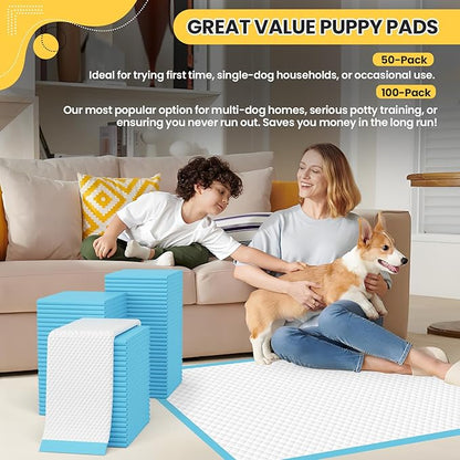 Puppy Pads 100 Count 30"x26", Great Value Potty Pads for Dogs XL, Large Pee Pads Piddle Pads for Pet Training, Leak-Proof Dog Pee Pads for Doggy Daily Use