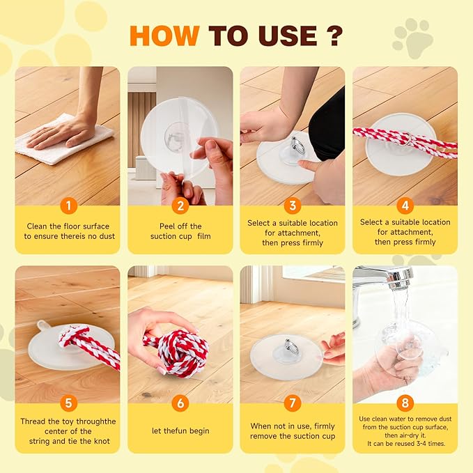 Interactive Dog Toys with Strong Gel Suction Cup, Durable Rope & Chew Ball, Dog Toys for Aggressive Chewers, Tug of War Dog Toy, Suitable for Small Dogs, Red White
