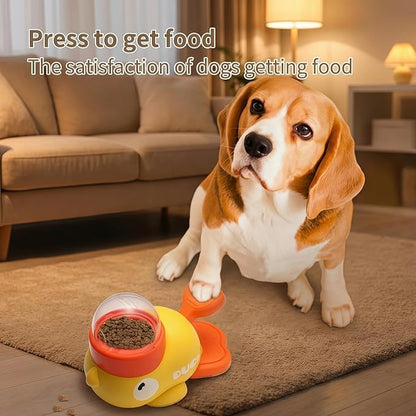 Duck Shaped Interactive Treat Dispenser for Cats and Dogs, Puzzle Slow Feeder Toy with Adjustable Food Outlets, Non Slip Pet Food Dispenser for Small Medium Pets (White)