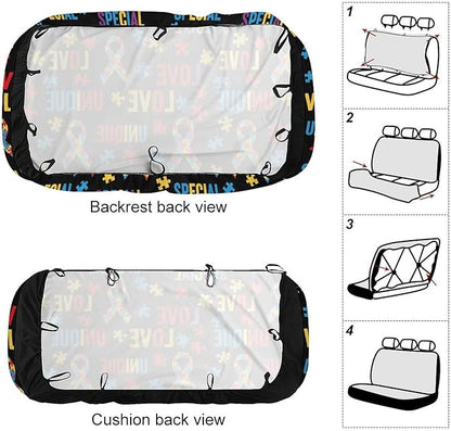 Car Interior Decor Seat Cover, Fashion Universal Stretch Back Seat Protector, Car Accessories Rear Bench Seat Covers for Trucks SUV Compatible with Autism Awareness Ribbon