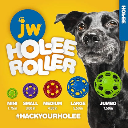 JW Pet Hol-ee Roller Dog Toy Puzzle Ball, Natural Rubber, Extra Large (7.5 Inch Diameter), Colors May Vary, (Count of 1)