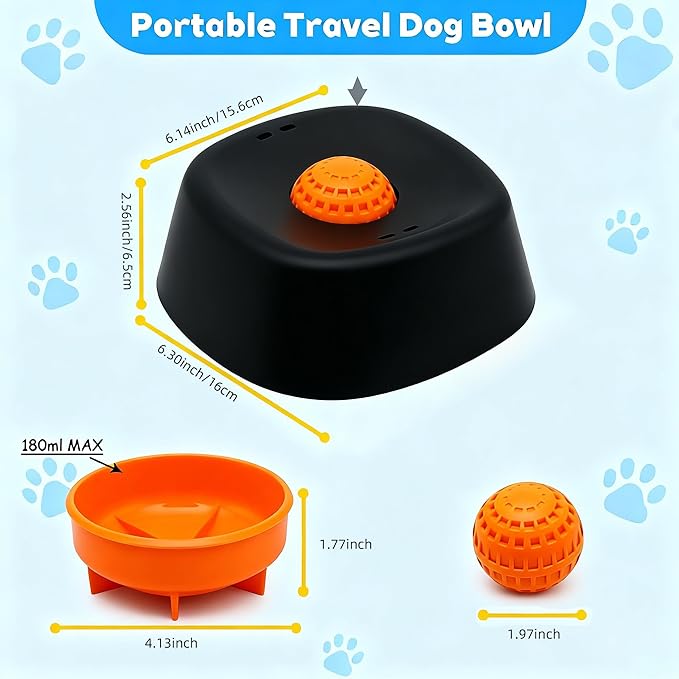 Interactive Slow Feeder Bowl for Dogs and Cats, Licking Bowl with Ball for Liquid Treats Wet Food, Food-Safe Silicone Pet Bowl, Easy Clean Dishwasher Safe, Perfect for Puppies Senior Dogs