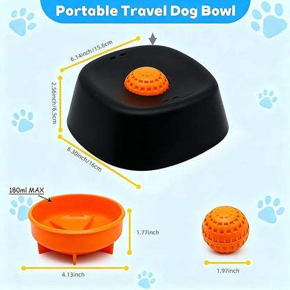 Dog Lick Bowl with Rolling Ball for Bone Broth Yogurt, Slow Feeder Pet Bowl for Liquid Wet Food, Food-Grade Rubber Feeding Toy, Boredom Anxiety Relief for Dogs Cats All Breeds Sizes