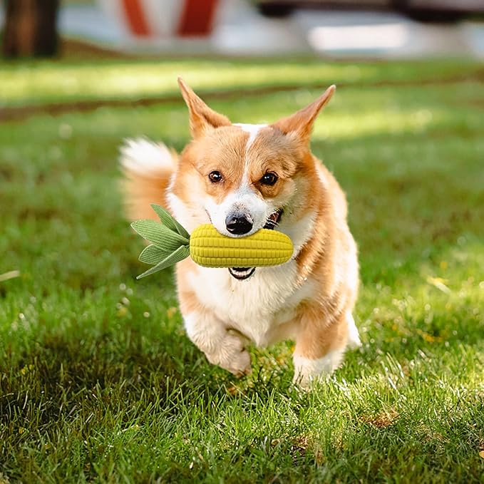 Dog Toys for Aggressive Chewers, Indestructible Tough Squeaky Corn Chew Toy for Large Medium Small Breed, Interactive Dog Toys to Keep Them Busy