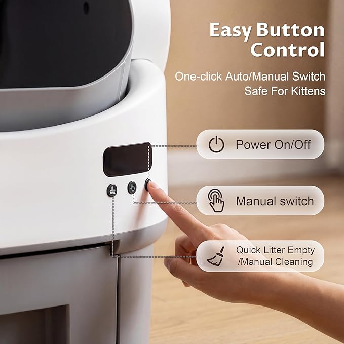 Greesum Self Cleaning Cat Litter Box, No App or WiFi Required, Open-Top Automatic Litter Box for Multiple Cats, 10-Day Capacity, Safety Sensors, Odor Control