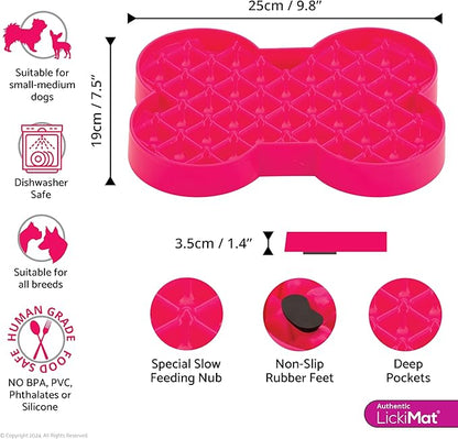 LickiMat Small Slodog Suitable for Wet Food, Raw Food, Kibble and Treats. Perfect Feeder for Small and Medium-Sized Dogs. No Gulp and No Frustration. (Pink)