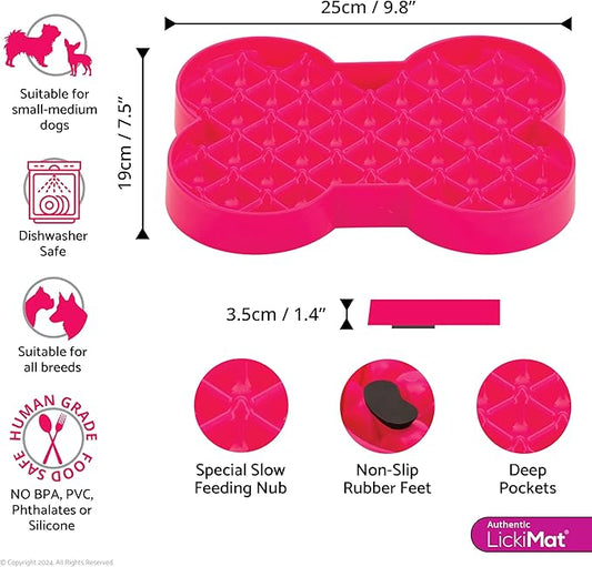 LickiMat Small Slodog Suitable for Wet Food, Raw Food, Kibble and Treats. Perfect Feeder for Small and Medium-Sized Dogs. No Gulp and No Frustration. (Pink)