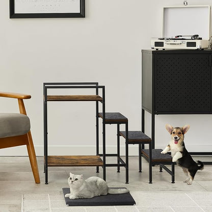 Pet Window Perch with Stairs, Dog Bunk Beds with Stairs, 4 Steps Dog Stairs for High Beds for Small Dogs and Cats