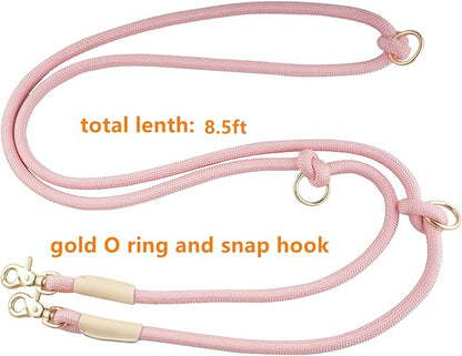 8.5ft Multifunctional Hands Free Nylon Rope Waist Dog Leash, Adjustable Shoulder Crossbody Walking Lead