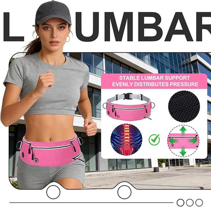 Hands Free Dog Leash with Zipper Pouch, Waist Leash for Dog Walking and Running, Dual Padded Handles, Shock-Absorbing Bungee for Medium to Large Dogs (Pink)