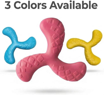 Ultra Durable Tri-Prong Dog Chew Toy for Teeth Cleaning - Non-Toxic Rubber Interactive Tug of War & Fetch Toy for Medium & Large Dogs((Red)