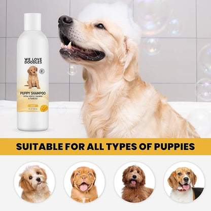 Puppy Shampoo & Conditioner | Made in USA | Tear Free | Best Shampoo for Puppies | Sensitive & Itchy Skin Wash | Oatmeal Bathing | Tearless, Mango, 8oz [We Love Doodles]
