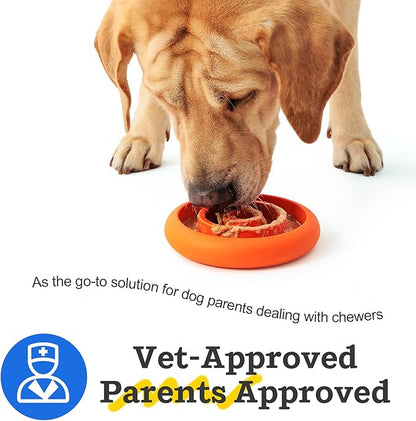 Slow Feeder Lick Mat for Dogs - Keep Them Busy - Natural Rubber Dog Frozen Treat Toys - Durable Interactive Enrichment Toys - Licking Dish for Dog De-Stressing, Orange
