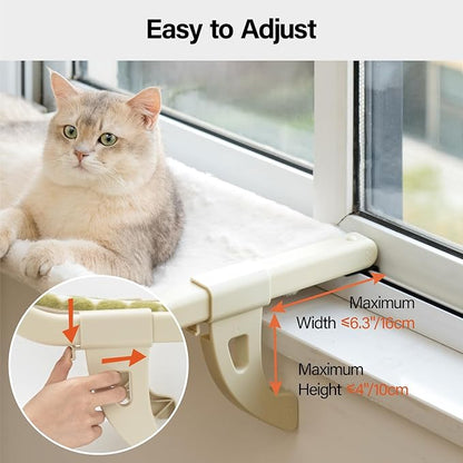 MEWOOFUN Window Sill Perch for Indoor Cats, One-Step Sliding Clamping Slot Adjustment Window Hammock With Removable Covers, Cat Bed for Windowsill & Bedside (Green, Large)