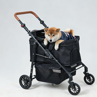 Medium Pet Stroller for Small & Medium Dogs, Double Dog Stroller for 2 Dogs, 44 Lbs Capacity Lightweight Integrated Design, Easy Setup Durable Pet Cart with Safe & Comfort Travel