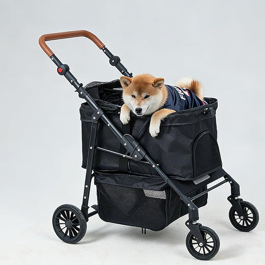 Medium Pet Stroller for Small & Medium Dogs, Double Dog Stroller for 2 Dogs, 44 Lbs Capacity Lightweight Integrated Design, Easy Setup Durable Pet Cart with Safe & Comfort Travel