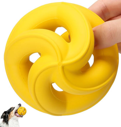 Interactive Dog Toys for Aggressive Chewers - Natural Rubber Durable Dog Toys to Keep Them Busy, Safe for Most Breeds, Dog Chew Toy for Anxiety Relief, Fetch Training, Hand/Machine Washable, Lemon