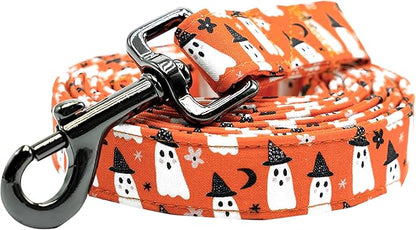 Dog Leash, Halloween Fall Orange Ghost Print Durable Strong Pet Leash Heavy Duty Comfortable Padded Dog Leashes for Small Medium Large Dogs