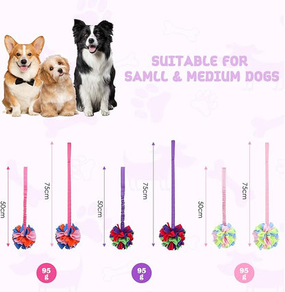 Snuffle Ball with Bungee Tug, Tug of War Rope Toys for Small Medium Dogs, Interactive Dog Toys Puppy Training Pull Toy for Exercise & Interactive Play Games (Purple)