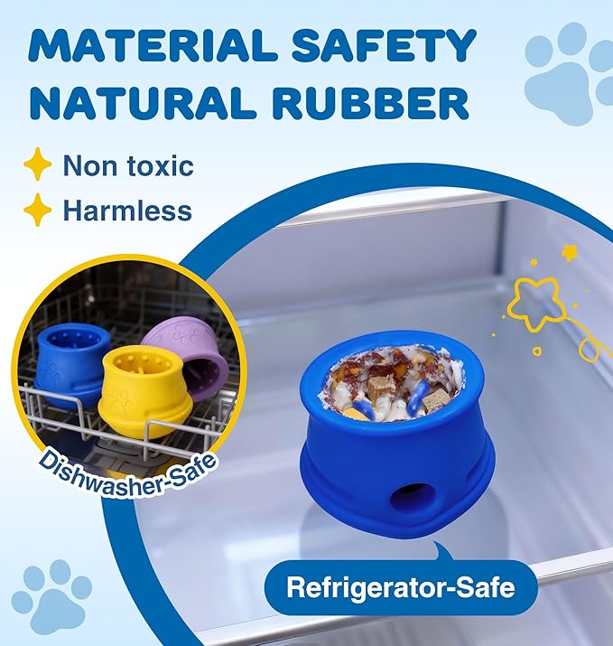 Frozen Dog Enrichment Toys, Dog Toys to Keep Them Busy-Swinging Stuffable & Slow Feeder & Nature Rubber & Dishwasher Safe, Long-Lasting Interactive Dog Toy, Dog Licking Toy, Navy, M